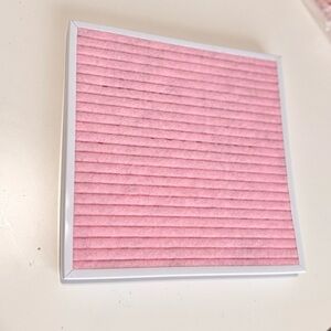 8” White Square Framed Pink Felt Letter Board Sign